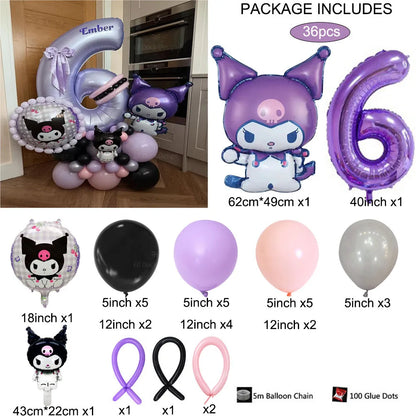 36 Parça Kuromi Temalı Parti Balon Seti