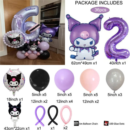 36 Parça Kuromi Temalı Parti Balon Seti
