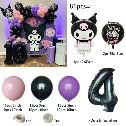 81 Parça Kuromi Konseptli Balon Zinciri Seti