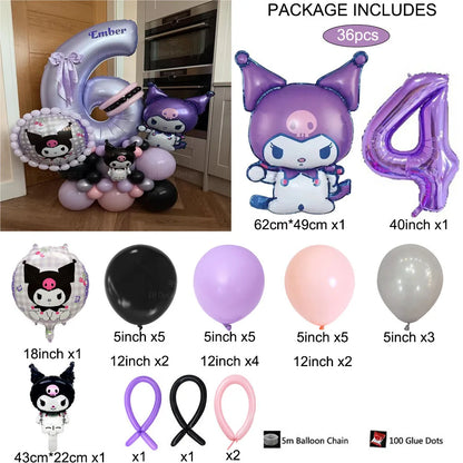 36 Parça Kuromi Temalı Parti Balon Seti