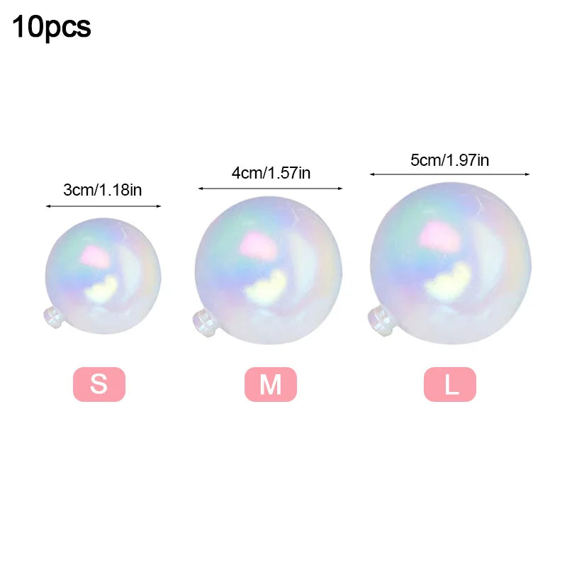 10 Adet Şeffaf Baloncuk Topu Pasta Süsü İnci Eklemeli