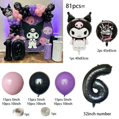 81 Parça Kuromi Konseptli Balon Zinciri Seti