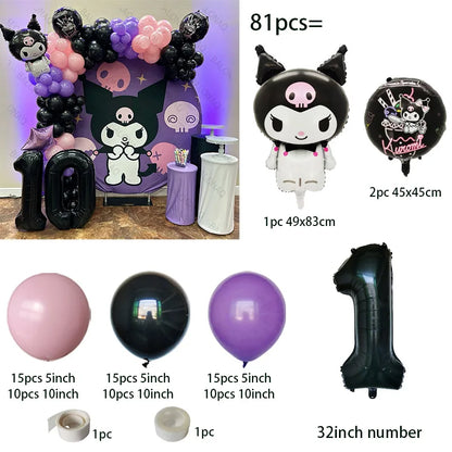 81 Parça Kuromi Konseptli Balon Zinciri Seti