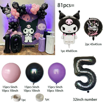 81 Parça Kuromi Konseptli Balon Zinciri Seti