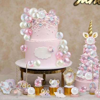 10 Adet Şeffaf Baloncuk Topu Pasta Süsü İnci Eklemeli