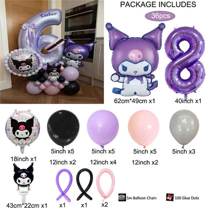 36 Parça Kuromi Temalı Parti Balon Seti