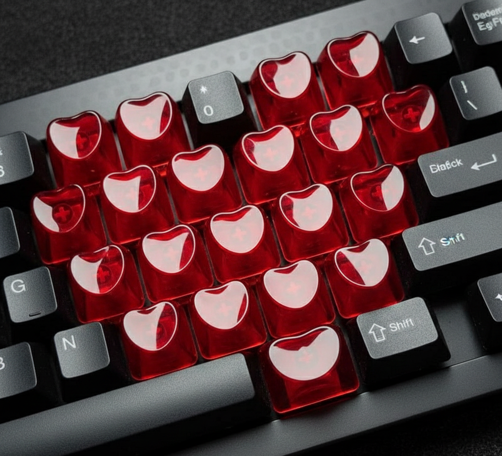 21 Parça Mekanik Oyuncu Klavye Tuş Başlıkları- Baskısız Yarı Saydam